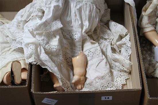 An AM 1894 doll, 18in. and a Heubach doll, bent limb, lower detached, 22in. (a.f.) (2)